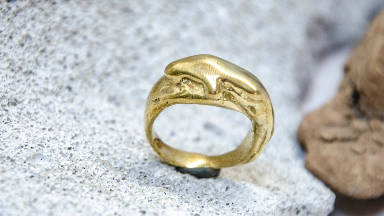 custom made brass ring with melted like surface